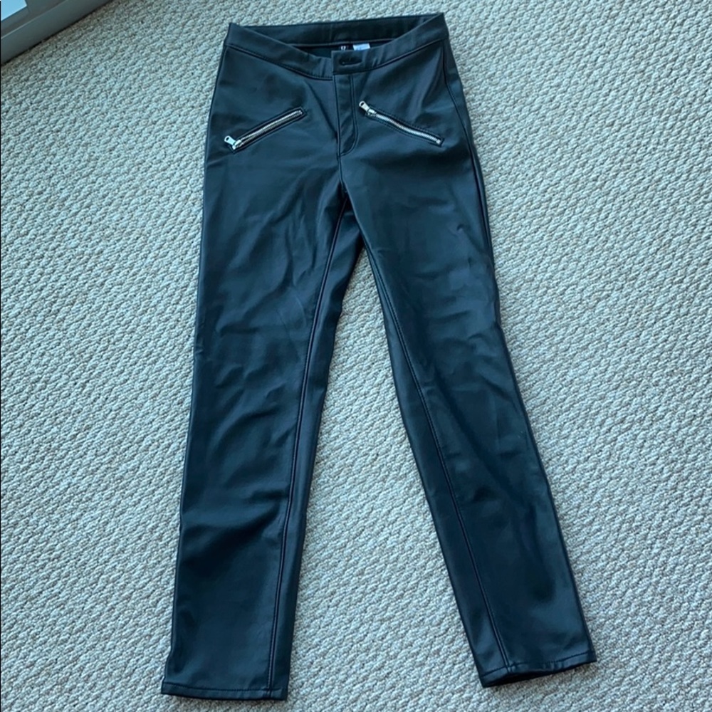 H&M faux leather pants with zippers